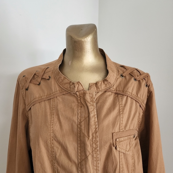 Maurices Women's Bronze Color Utility Cargo Jacket Full Zipper Closure Sz 0 - Picture 7 of 7
